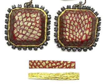 Wine Cushion Paper Gem Earrings - Paper Jewelry - Paper Earrings - First Anniversary - Boho Jewelry