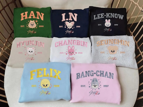 Embroidered Stray Kids Member Group Sweatshirt, SKZOO