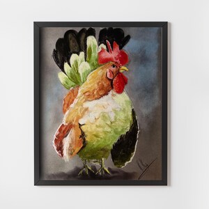 Arte pastello morbida raffigurante un pollo colorato – Il pollo più bello del mondo – Poster da parete raffigurante un pollo – Stampa artistica divertente da cucina – Decorazione moderna con immagine di pollo