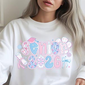 Senior 2026 Floral Sweatshirt, Preppy Coquette Bow Girlish Year Graduation Gift, Floral 2026 Shirt, Girly Senior Tee, Senior Unisex Jersey,