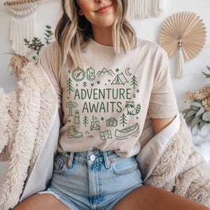 Adventure Awaits Shirt, Camping Shirt, Travel Shirt, Hiking Shirt , Nature Lover Shirt, Adventure Lover Shirt, Wanderlust Shirt, Travel gift