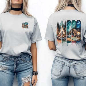 Boho Campfire Camping Shirt, Camping Pine Trees Shirt Outdoor Adventure Gift Nature Lover Shirt Forest Shirt Campfire Shirt, Camp Crew Shirt