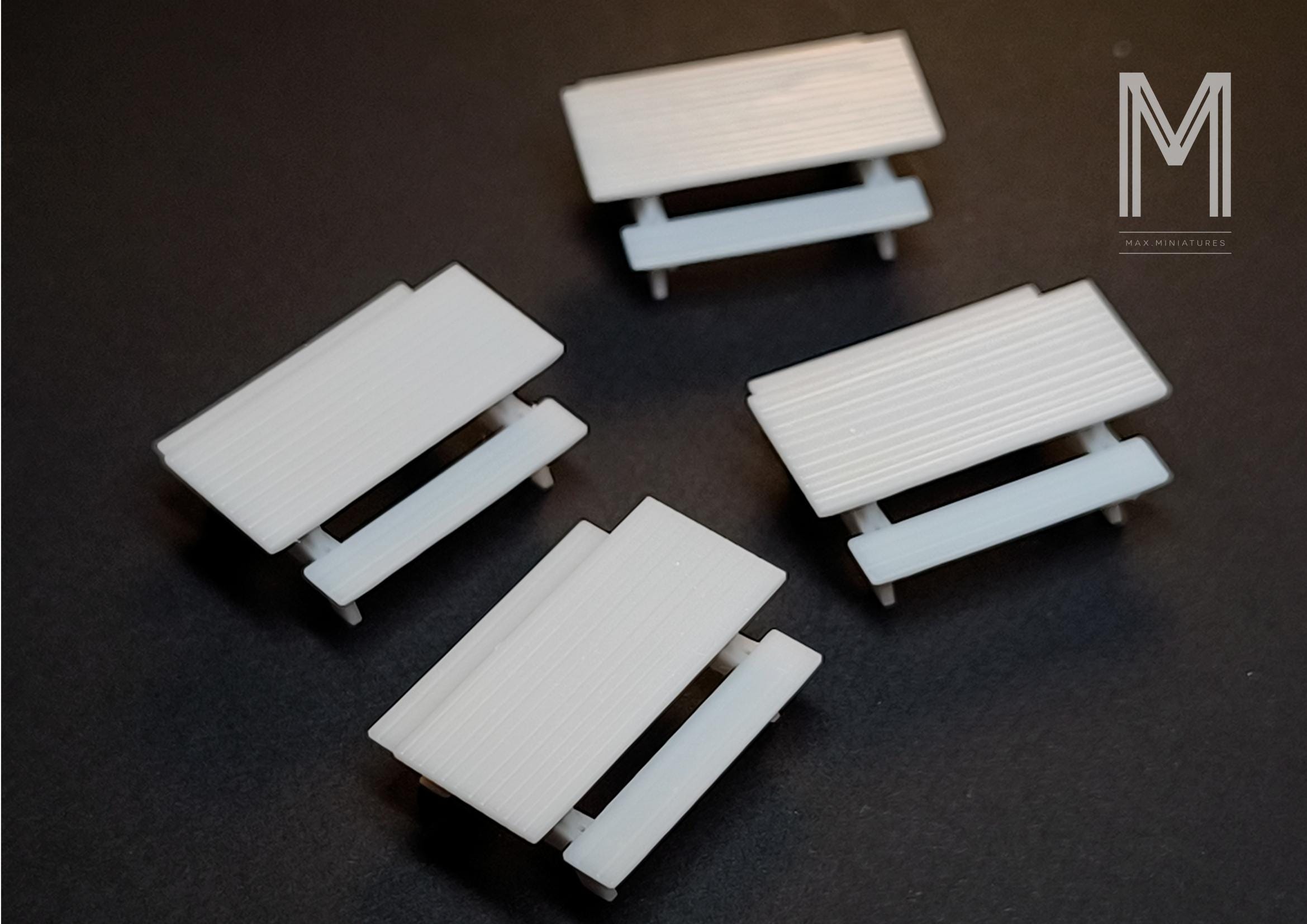thumbnail image 2 of All Scale Miniatures HO Scale Picnic Table – 5 Pack, USA Made, Plastic, 1:87 2 of 5