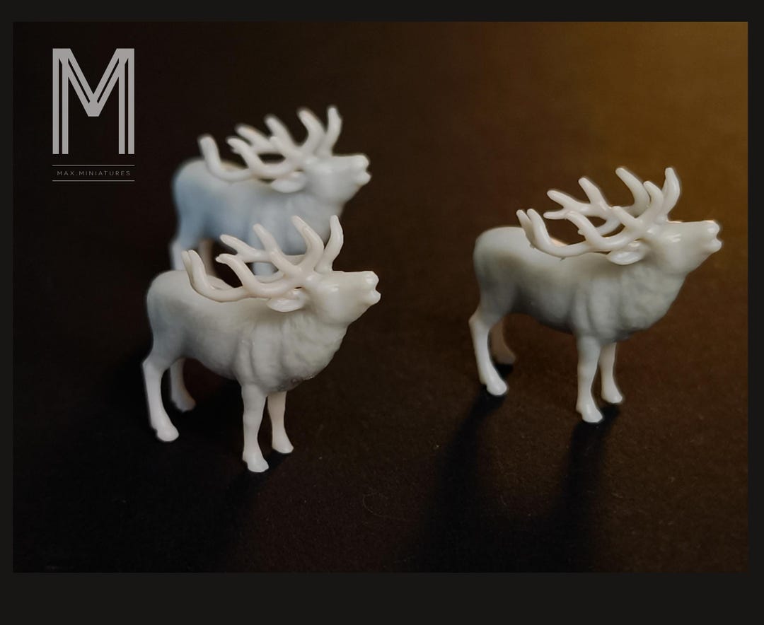 X3pcs 1/64 1/87 1/160 Nscale HO Animal #6 Deer Stag Diorama Maquette ...