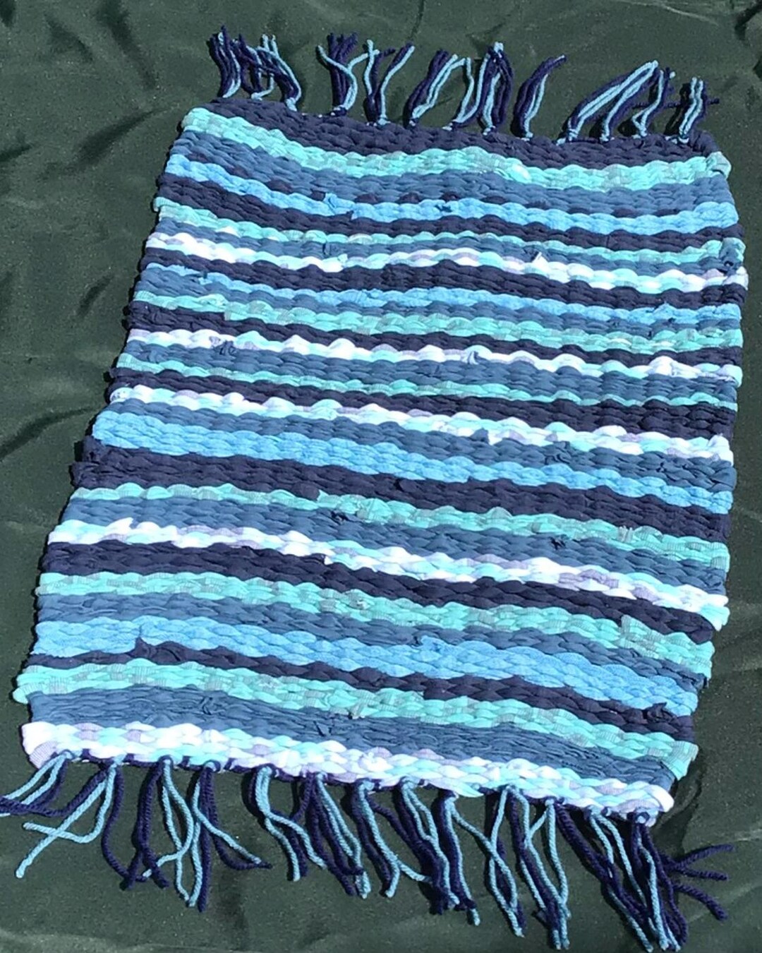 Hand Made Peg Loom Rag Rug / Waves on the Shore. - Etsy