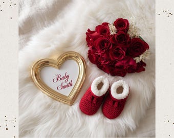 Valentine's Day Pregnancy Announcement: February Baby Reveal - Canva Template (Digital Download