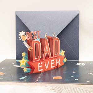 Cartão Pop-up 3D para o Dia dos Pais – Cartão de Aniversário para o Melhor Pai de Todos os Tempos | Cartão de Saudações para o Pai | Presente Pop-up para o Dia dos Pais