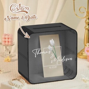 Personalisierte Hochzeitskarte Box - Quadratische Holz Memory Box - Individuelles Geschenk für Paar - Hochzeitsandenken-Aufbewahrung