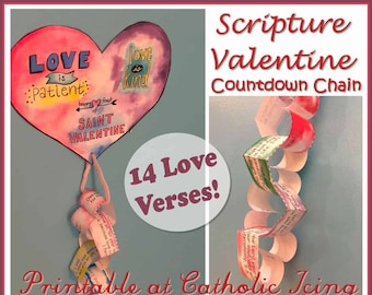 Valentine's Day Scripture Countdown Chain Craft (Instant Download)