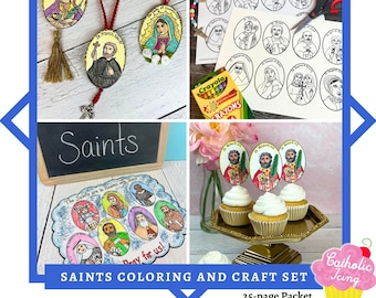Catholic Saints Coloring Pages & Craft Set (Instant Download)