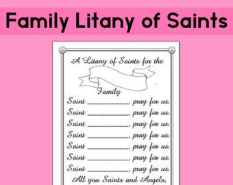 Family Litany of Saints Printable - Instant Download | No-Prep Activity for Catholic Families