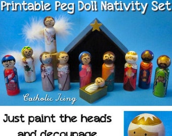 Nativity Peg Doll Wraps Set (Christmas Peg Dolls)