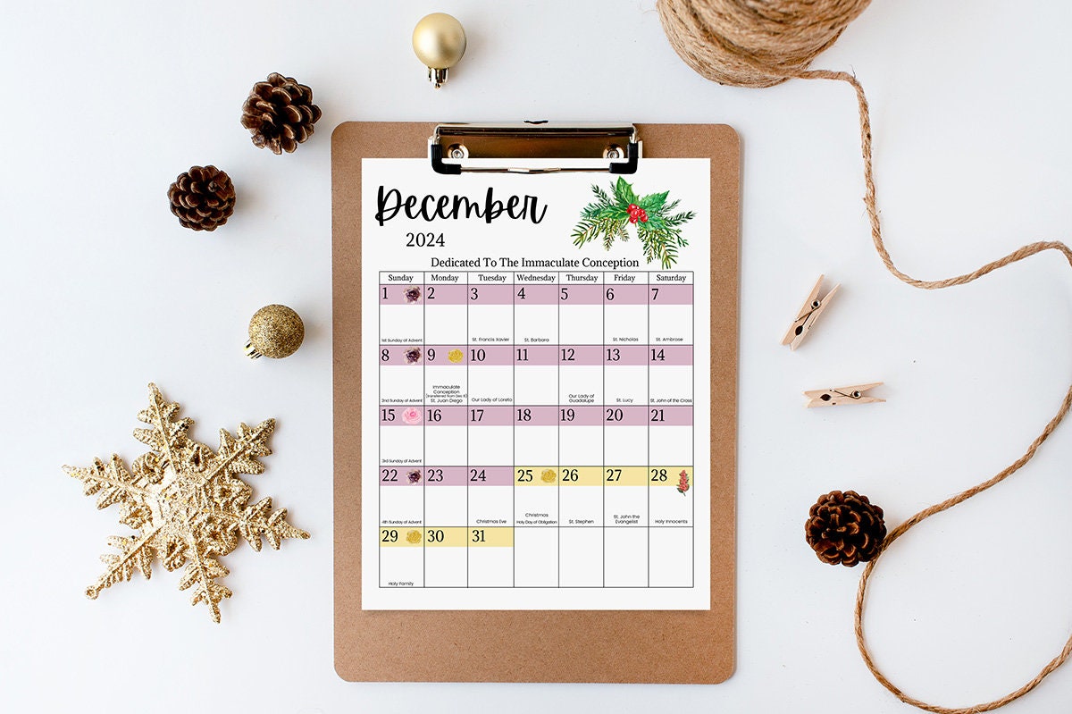 Printable Catholic Liturgical Calendar for 2024 12month Calendar Plus