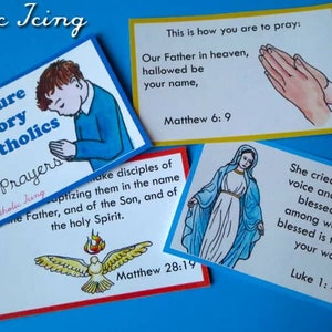 Cartes mémoire bibliques pour enfants catholiques - prières et messe - téléchargement immédiat, cartes à faible préparation pour enfants catholiques