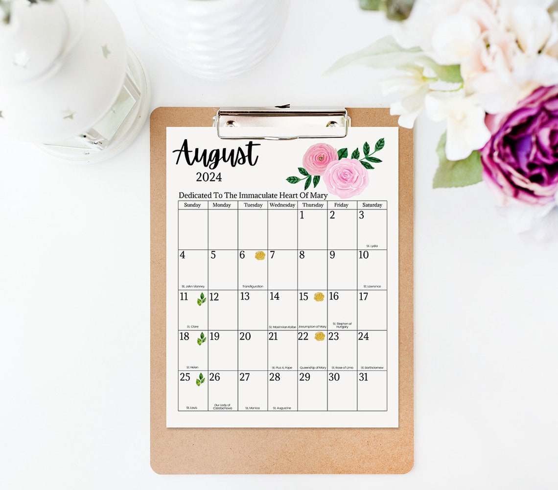 Printable Catholic Liturgical Calendar for 2024 12month Calendar Plus