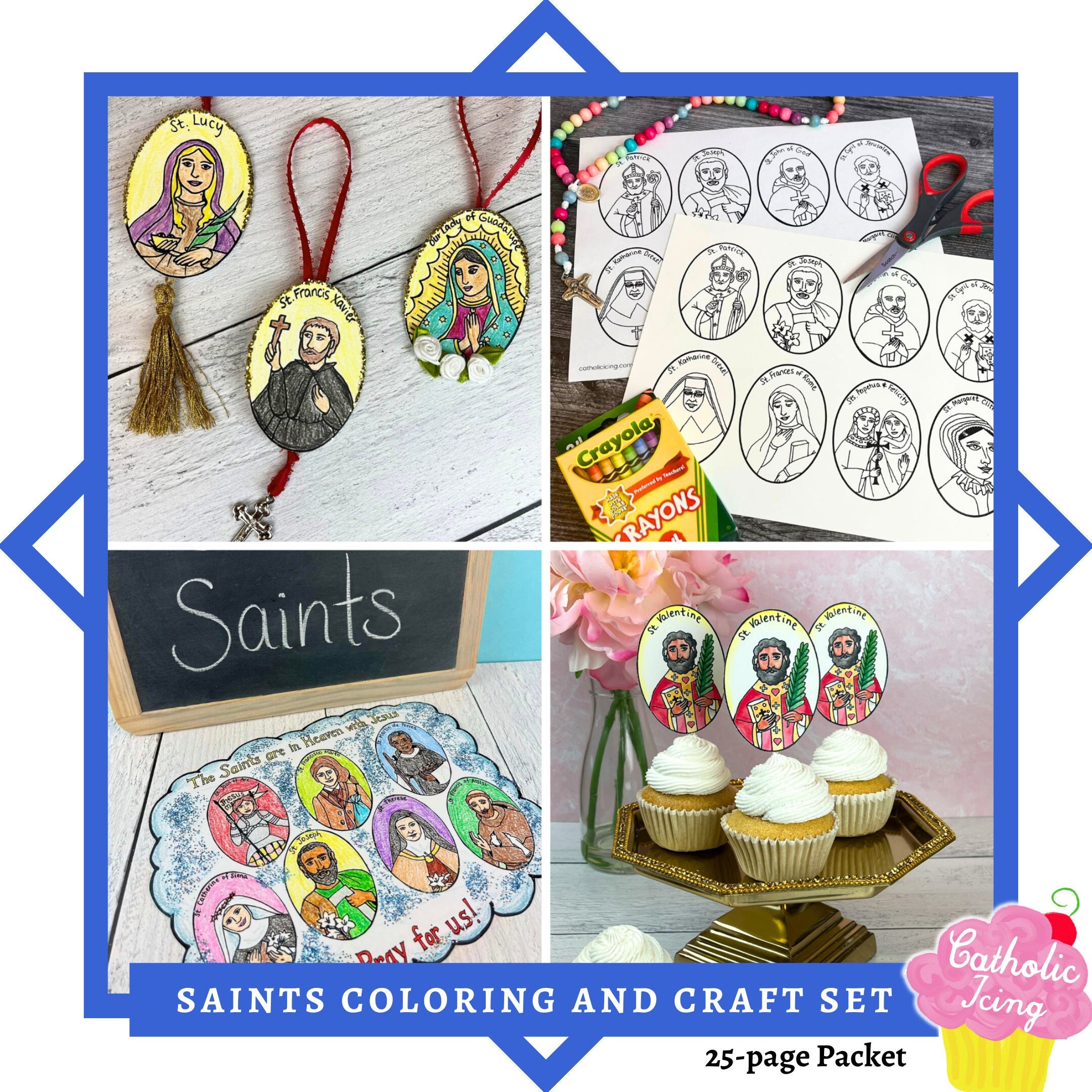 Catholic Saints Coloring Pages & Craft Set (instant Download) - Etsy