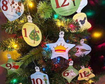 12 Days of Christmas Ornaments: Christian Symbols, Catholic Kids Craft (Instant Download)