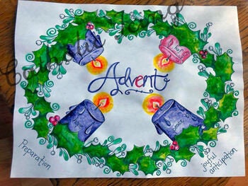 Printable Advent Wreath Calendar for Kids in Black and White and Color ...