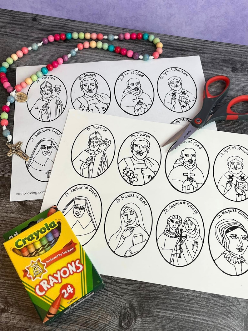 Catholic Saints Coloring Pages & Craft Set (instant Download) - Etsy