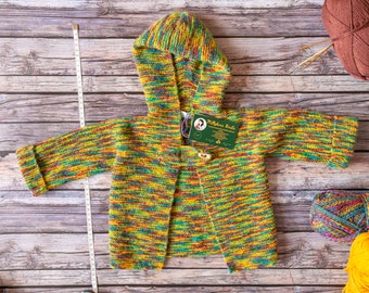 Kapuzen-Regenbogenjacke mit Holz-Kippalter 1-2 Jahre