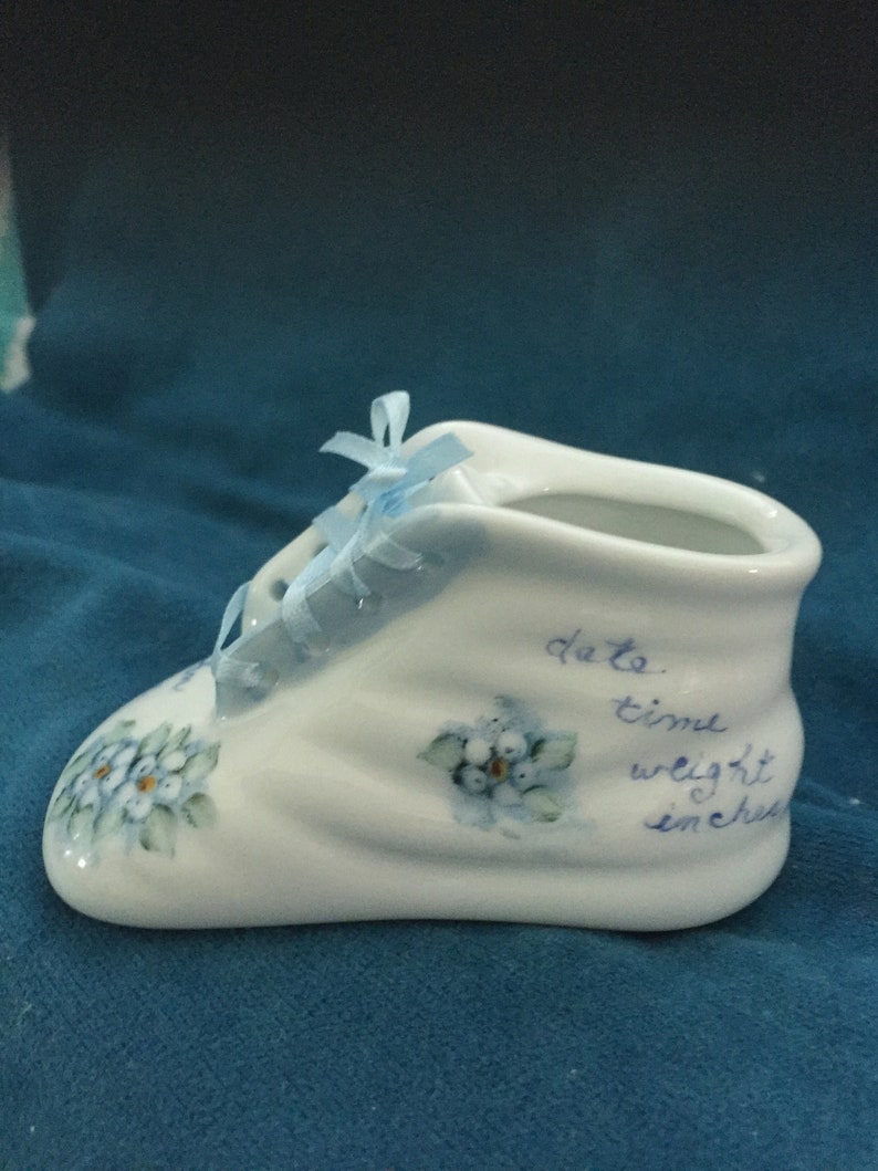 Porcelain Baby shoe personalized with name and birth date. Etsy