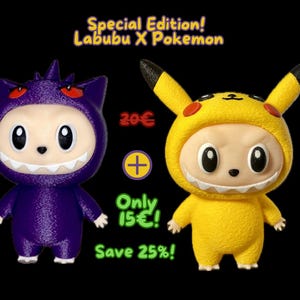 Labubu x Pokémon - Statuetta o Portachiavi – Realizzati in 3D a Mano | Regalo Nerd | Keychain | Action Figure | Decorazione 3D
