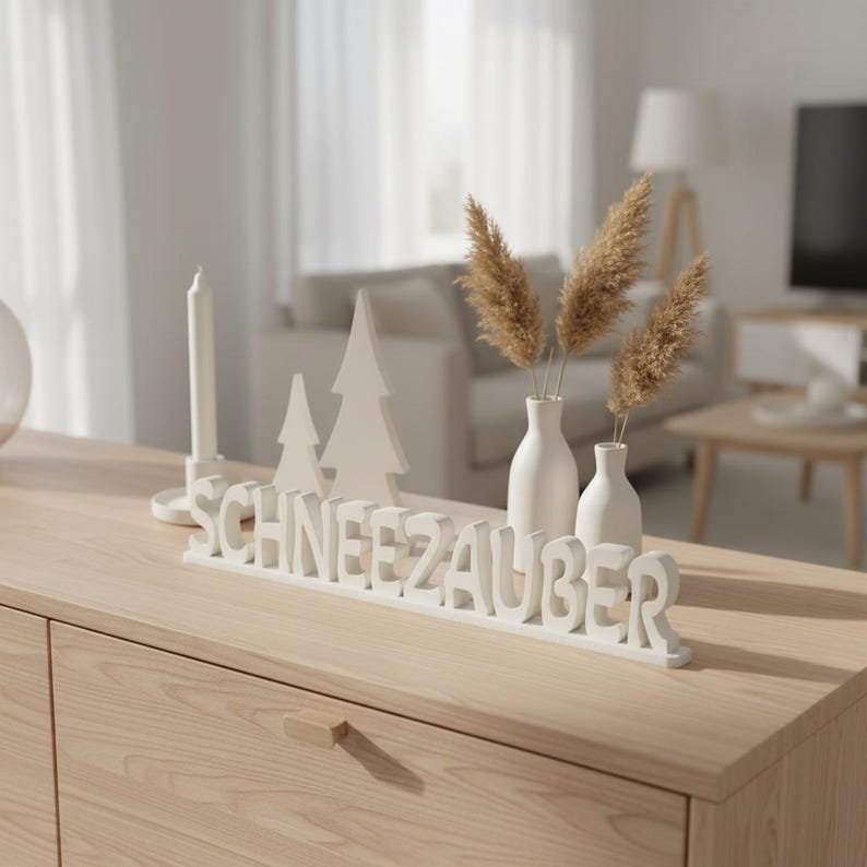Schneezauber Schriftzug STL 3MF Datei 3D Druck Vorlage Weihnachten