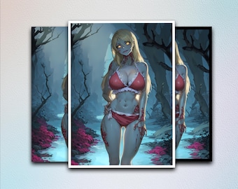 Mtg Card Sleeves,Anime Female Zombie Waifu Card Sleeves,Top Quality and Detailed Magic Sleeves,Detailed Magic: The Gathering Accessories