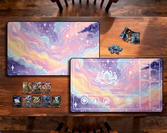 Rainbow Galaxy Tcg Playmat, Trading Card Game Accessories, Deskmat and Mousepad,Stitched Edges,mtg Playmat