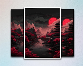 Mtg Card Sleeves,Red Moon Landspace Card Sleeves,Top Quality and Detailed Magic Sleeves,Detailed Magic: The Gathering Accessories