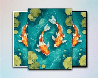Chinese Style Watercolor Koi Pond MTG Card Sleeve Matte,TCG Card Sleeve,Top Quality Trading Card Sleeve,Art Game Card Sleeves,Foil Sleeves