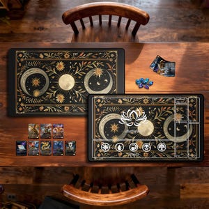 Celestial Arcana Moonlit Visions Tcg Playmat, Trading Card Game Accessories, Deskmat and Mousepad,Stitched Edges,mtg Playmat