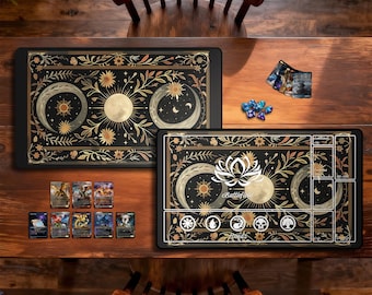 Celestial Arcana Moonlit Visions Tcg Playmat, Trading Card Game Accessories, Deskmat and Mousepad,Stitched Edges,mtg Playmat