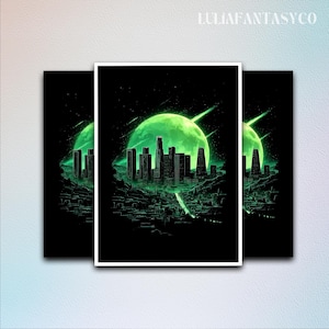 Green Moon City MTG Card Sleeve Matte,TCG Card Sleeve Protector,Top Quality Enchanted Trading Card Sleeve,MTG gamer gift,mtg Accessories