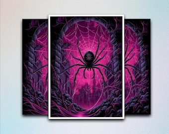 Mtg Card Sleeves,Pink and Black Spider Card Sleeves,Top Quality and Detailed Magic Sleeves,Detailed Magic: The Gathering Accessories