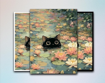 Matowa koszulka na karty MTG Kawaii Black Cat, koszulka na karty TCG, najwyższej jakości koszulka na karty kolekcjonerskie Enchanted, koszulki na karty do gier artystycznych, prezent dla gracza MTG