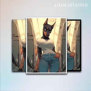 Mtg Card Sleeves,Anthropomorphic Female Dobermanr Card Sleeves,Top Quality Magic Sleeves,Detailed Magic: The Gathering Accessories