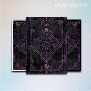 May include: Three rectangular cards featuring a dark purple and black design with intricate filigree borders. A central diamond frame encloses a seven-pointed star symbol. The text LULIAFANTASYCO is printed at the top of the central card.