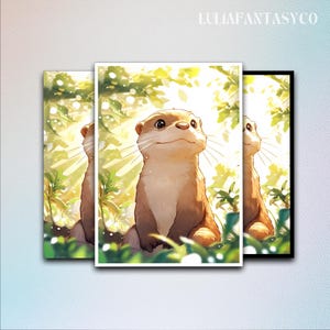 Niedliche Otter MTG Kartenhülle, TKG Kartenhüllenschutz, hochwertige verzauberte Sammelkartenhülle, gemütliches Gamergeschenk, Kunstspielkartenhüllen