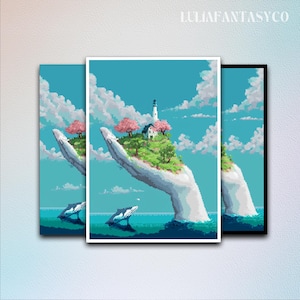 Funda mate estilo píxel Palm Island para cartas MTG, protector de funda para cartas TCG, funda de cartas coleccionables encantadas de alta calidad, regalo para jugadores de MTG.