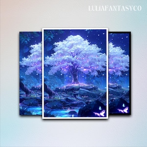 Fantasy Cherry Blossom Tree MTG Kartenhülle, TKG Kartenhüllenschutz, hochwertige verzauberte Sammelkartenhülle, Kunstspielkartenhüllen