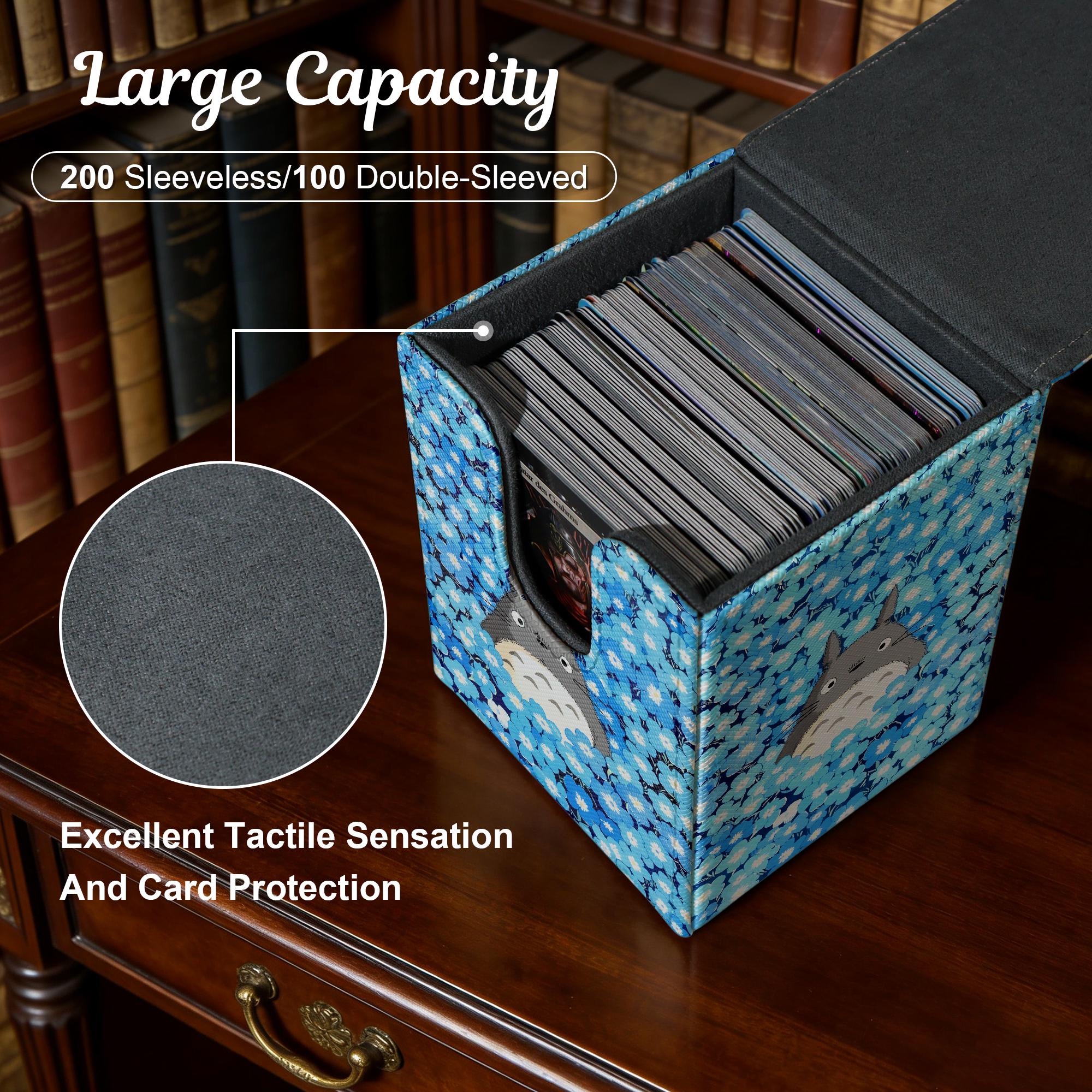 MTG Deck Box - Totoro in Blue Flowers, Custom PU Leather Deck Box