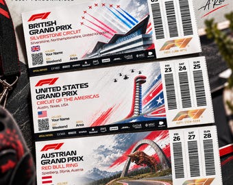Formel-1-Ticket, personalisiertes Ticket, Erinnerungsticket, F1-Tickets, F1-Ticket-Geschenk, personalisiertes Ticket, Rennticket