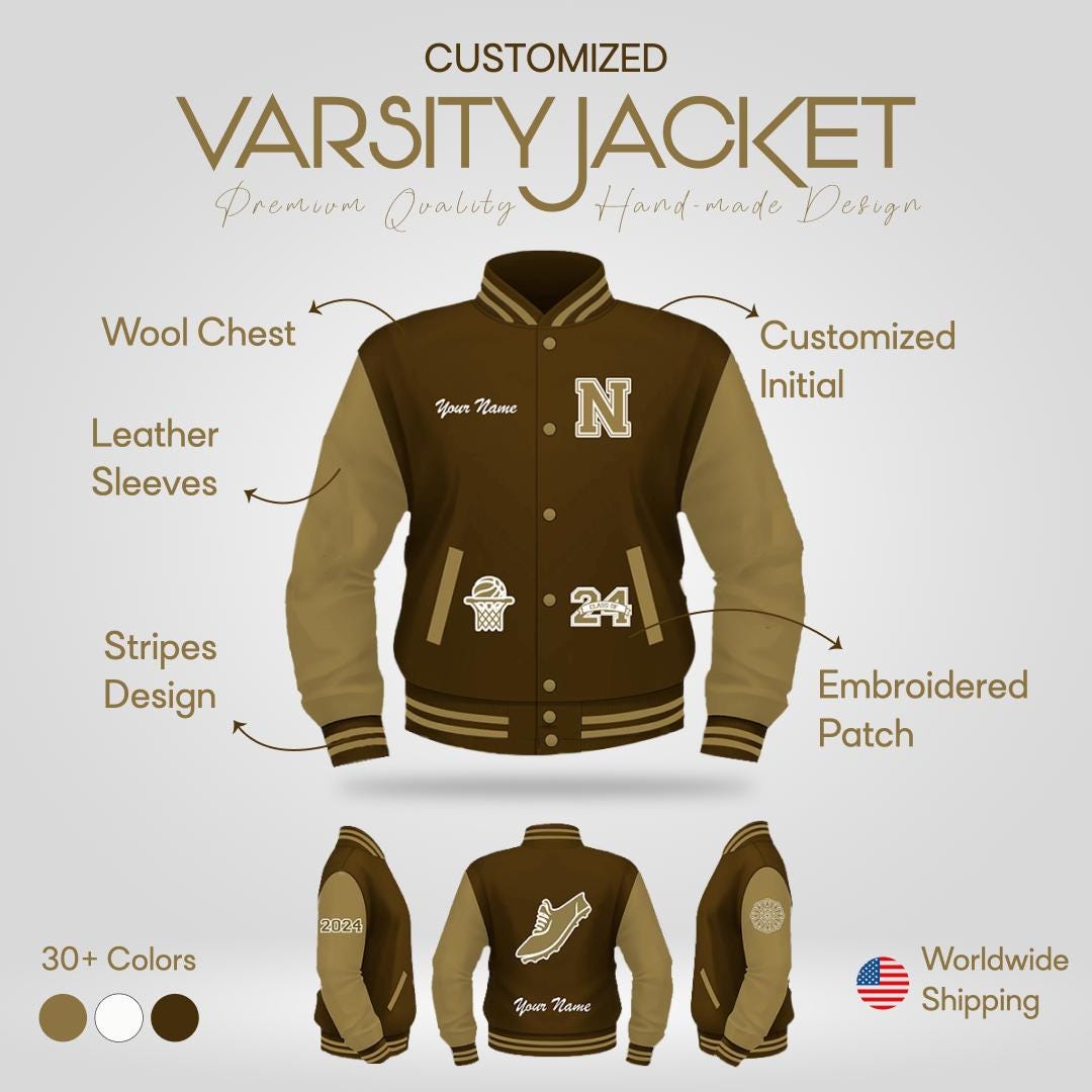 Custom Varsity Jacket Letterman , Custom School Jacket Featuring