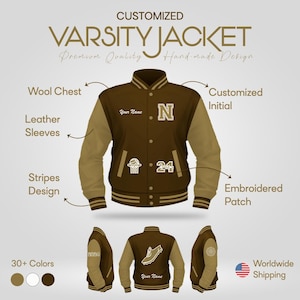 Custom Varsity Jacket Letterman , Custom School Jacket Featuring Chenille Patches and Personalized Team Name