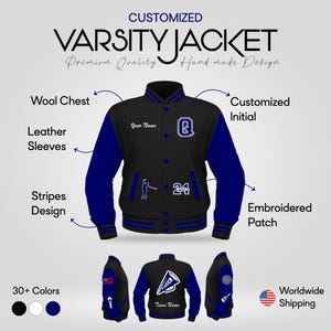 Custom Varsity Jacket Letterman , Custom Team Name School Team Jacket with Chenille Patches – Personalized Style