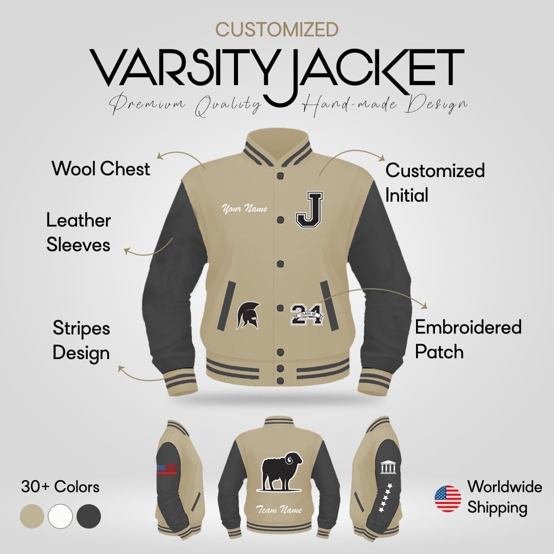 Varsity Jacket Lettering Custom Varsity Jacket Letterman , Fully Personalized School Jacket ...