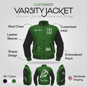 Custom Varsity Jacket Letterman , Team Jacket with Chenille Patches – Customized with Your School and Team Name