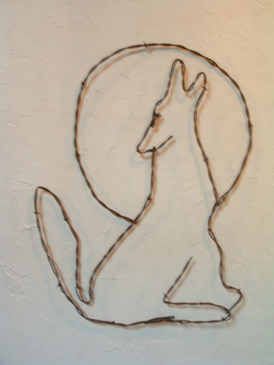Rusty Barbed Wire Western Coyote Howling at the Moon Wall Decor - Etsy