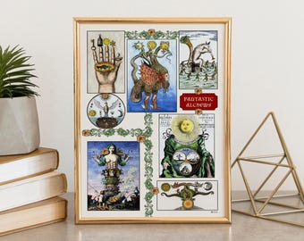 Stampa artistica di alchimia, poster della Kabbalah dello zodiaco occulto